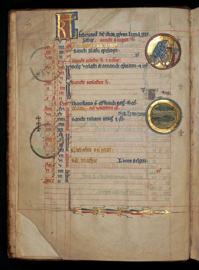 Ms 322 f.1v, februari, een man die zijn schoen uittrekt bij het vuur, illustratie uit de 